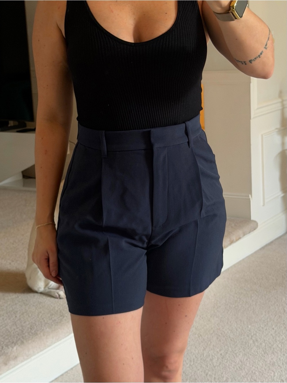 NWT Abercrombie Sloane Tailored High Rise Shorts Navy Size S